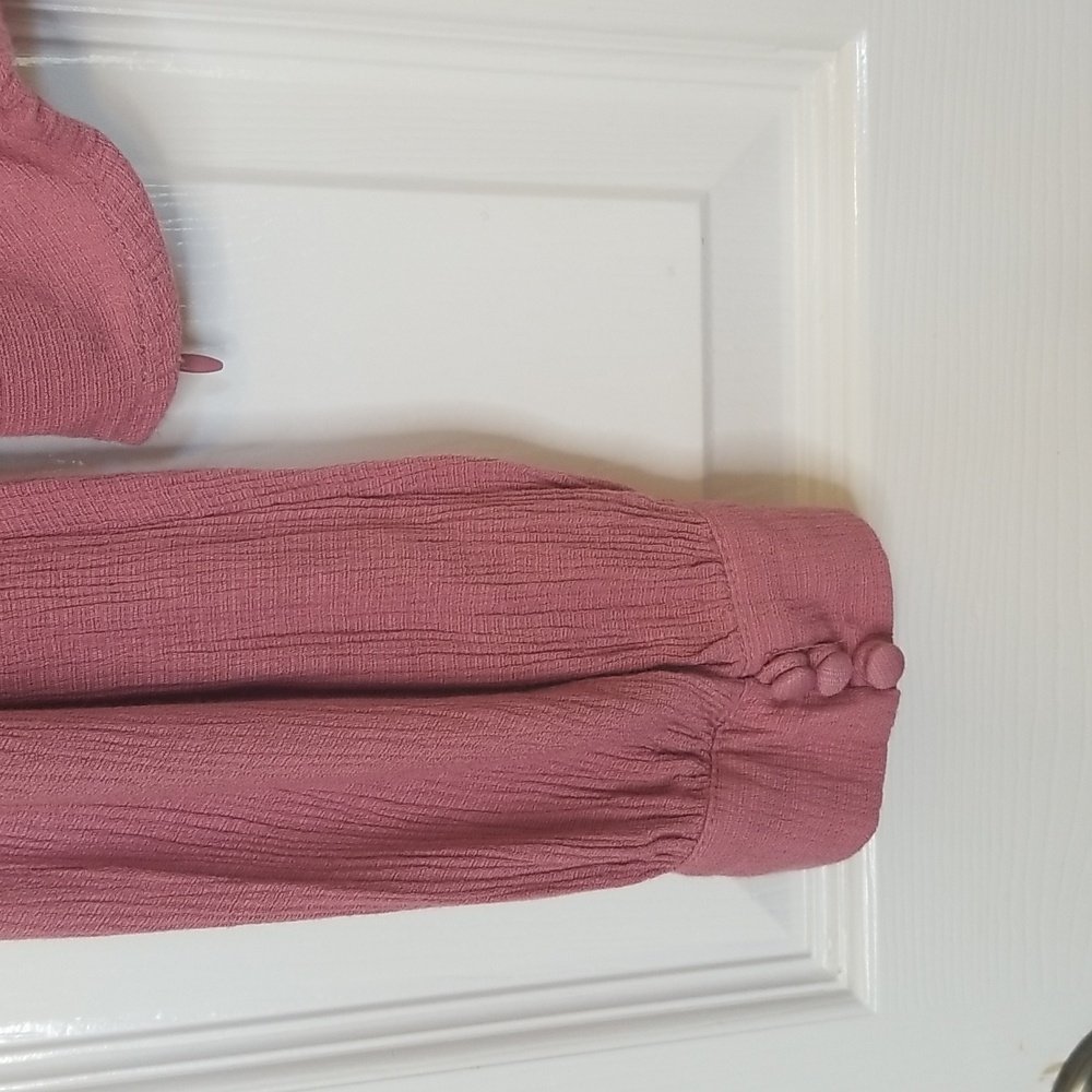 Free People Maise Mauve Rose Color Longsleeve Top Blouse V Neck Button Up Shirt - Picture 7 of 14